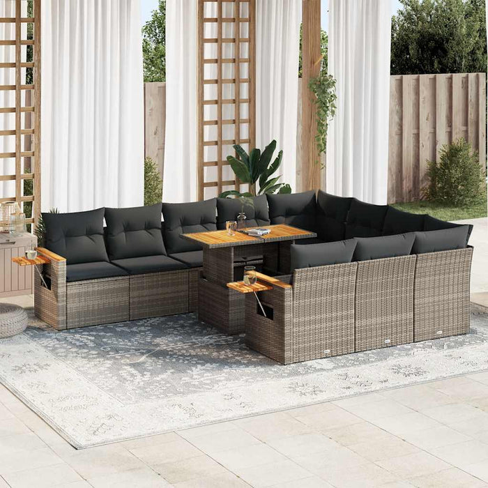 Set canapele grădină perne 11 piese, gri, poliratan/lemn acacia - WALTI WALTI