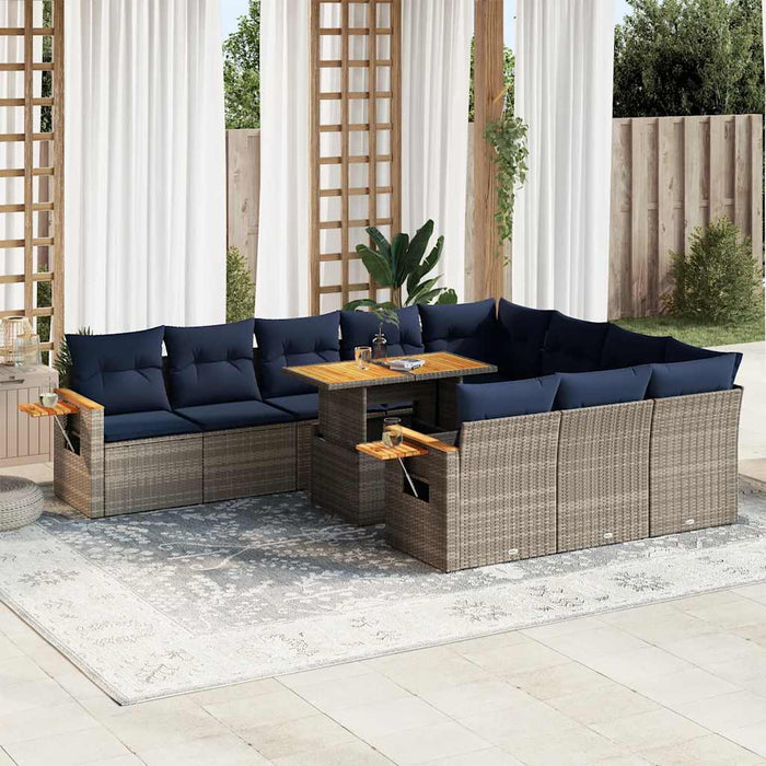 Set canapele grădină perne 11 piese, gri, poliratan/lemn acacia - WALTI WALTI