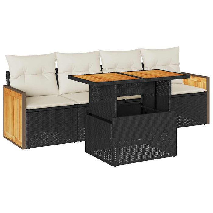 Set mobilier de grădină cu perne, 5 piese,poliratan/lemn acacia - WALTI WALTI