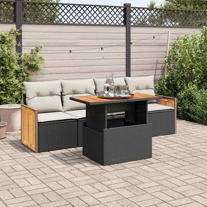 Set mobilier de grădină cu perne, 5 piese,poliratan/lemn acacia - WALTI WALTI