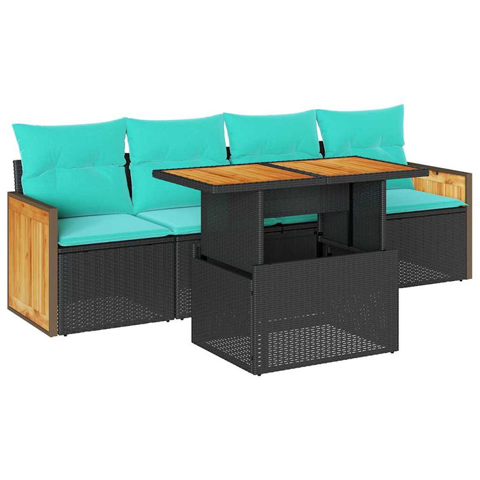 Set mobilier de grădină cu perne, 5 piese,poliratan/lemn acacia - WALTI WALTI