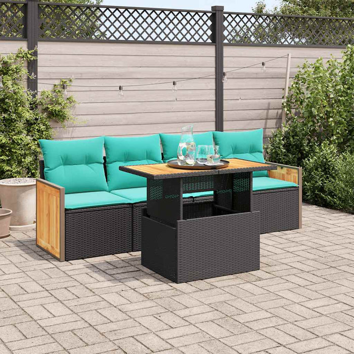 Set mobilier de grădină cu perne, 5 piese,poliratan/lemn acacia - WALTI WALTI