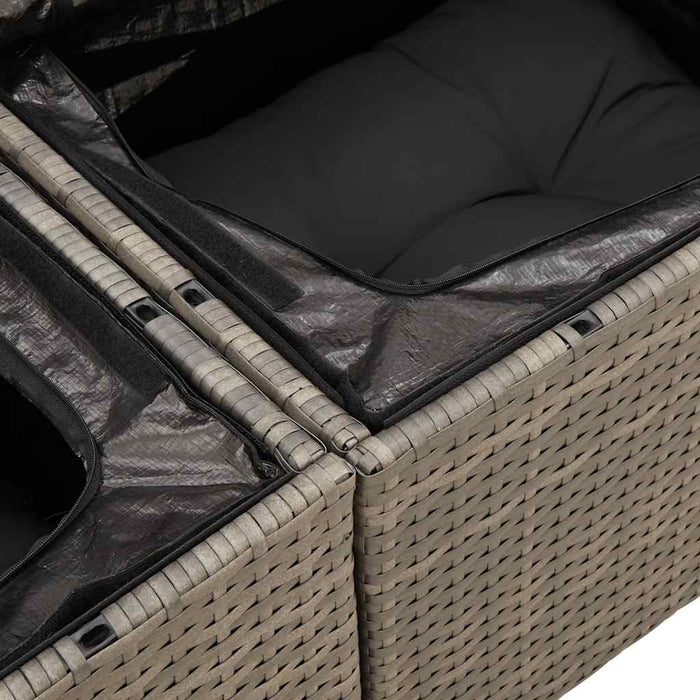 Set mobilier grădină cu perne 6 piese gri poliratan/lemn acacia - WALTI WALTI