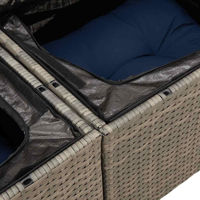 Set mobilier grădină cu perne 6 piese gri poliratan/lemn acacia - WALTI WALTI
