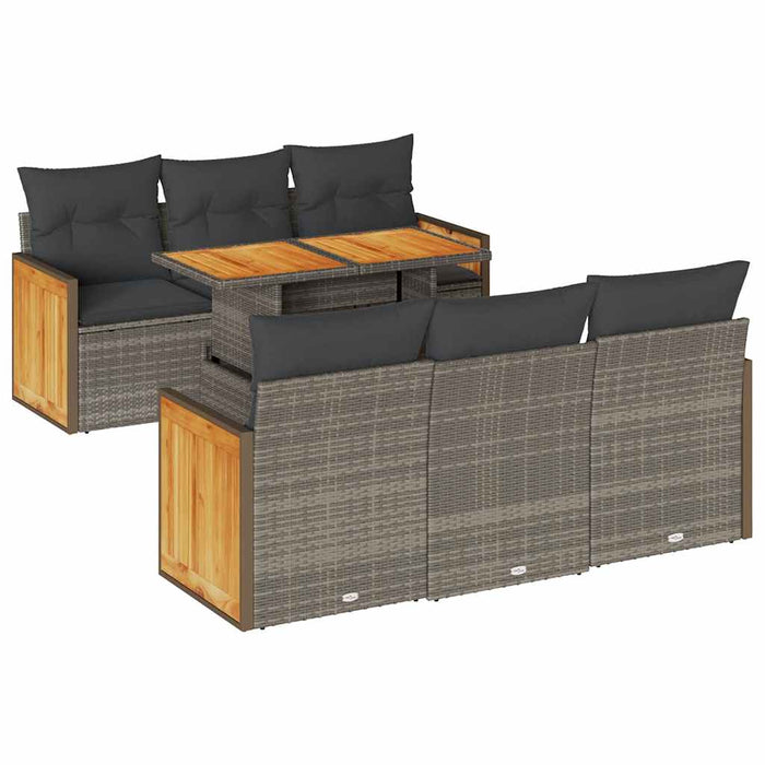Set canapele grădină cu perne 7 piese gri poliratan/lemn acacia - WALTI WALTI