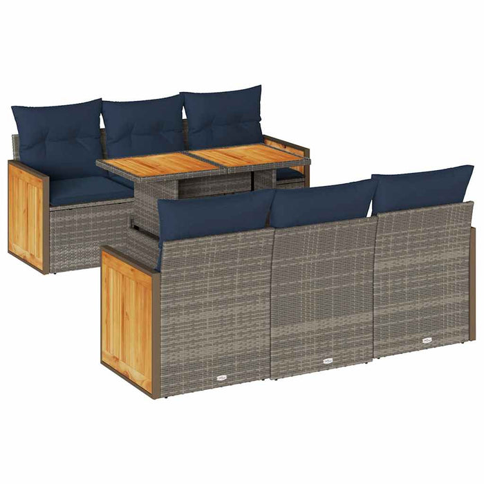 Set canapele grădină cu perne 7 piese gri poliratan/lemn acacia - WALTI WALTI