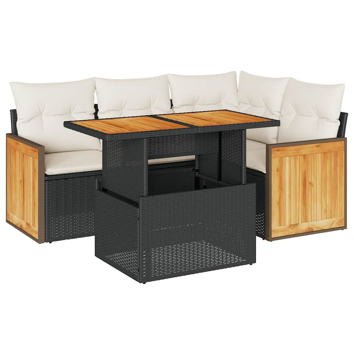 Set mobilier de grădină cu perne, 5 piese,poliratan/lemn acacia - WALTI WALTI