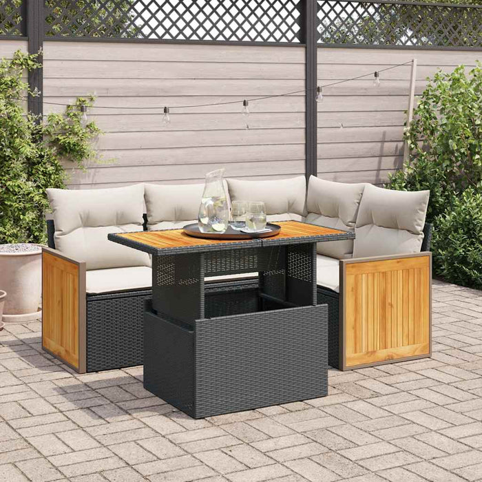 Set mobilier de grădină cu perne, 5 piese,poliratan/lemn acacia - WALTI WALTI