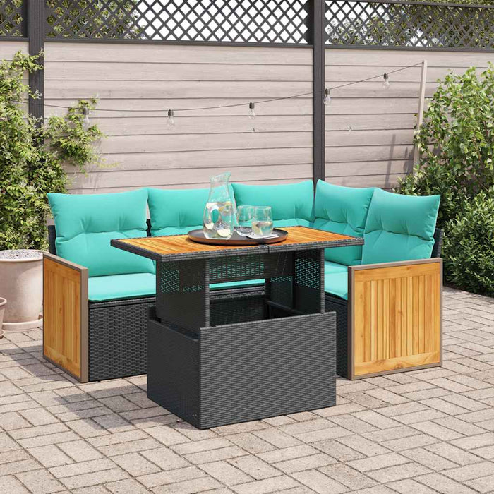 Set mobilier de grădină cu perne, 5 piese,poliratan/lemn acacia - WALTI WALTI