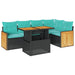 Set mobilier grădină perne 6 piese negru poliratan/lemn acacia - WALTI WALTI