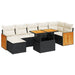 Set mobilier grădină perne 8 piese negru, poliratan/lemn acacia - WALTI WALTI
