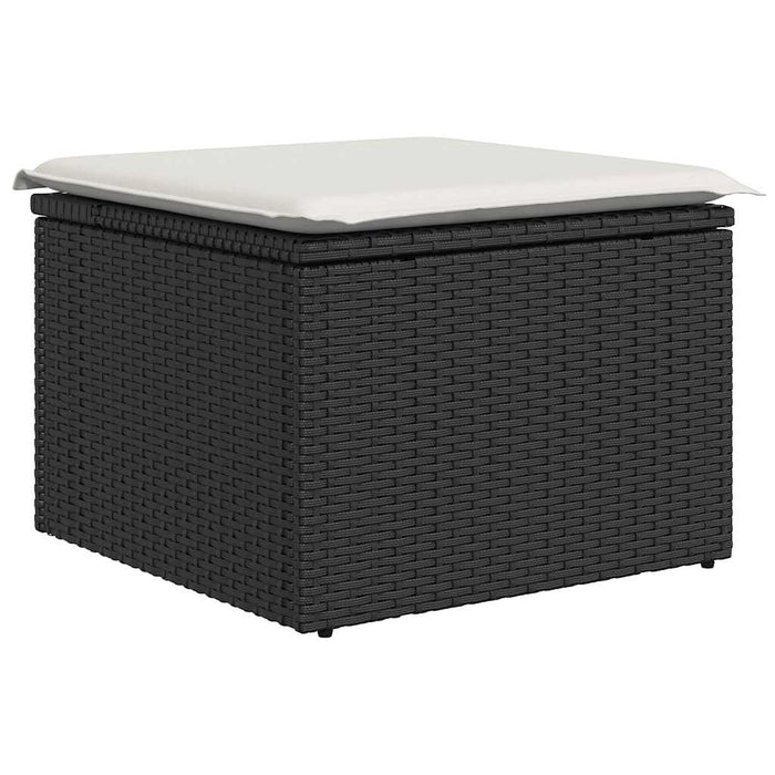 Set mobilier grădină perne 9 piese negru poliratan/lemn acacia WALTI