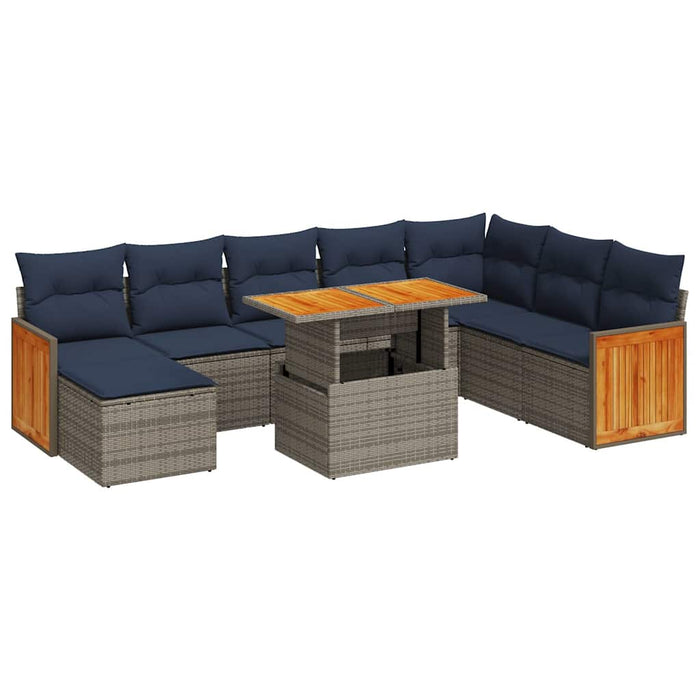 Set canapele grădină perne 11 piese, gri, poliratan/lemn acacia - WALTI WALTI