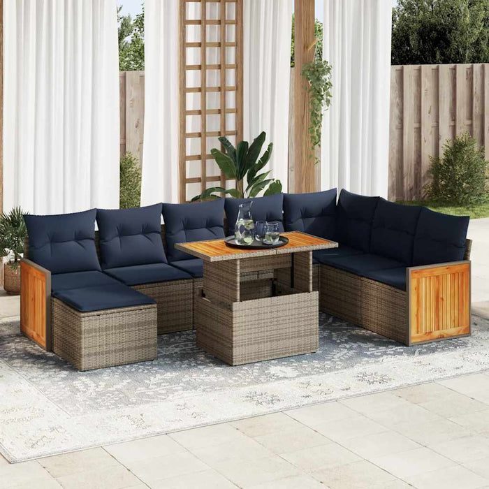 Set canapele grădină perne 11 piese, gri, poliratan/lemn acacia - WALTI WALTI
