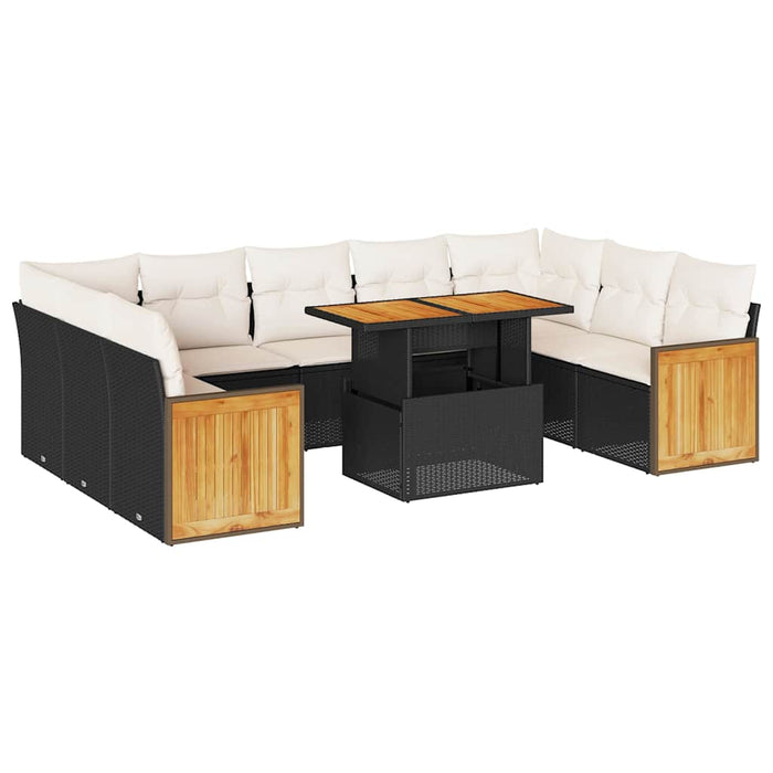 Set canapele de grădină cu perne, 10 piese, negru, poliratan - WALTI WALTI