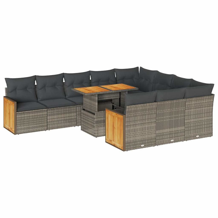 Set canapele grădină perne 11 piese, gri, poliratan/lemn acacia - WALTI WALTI