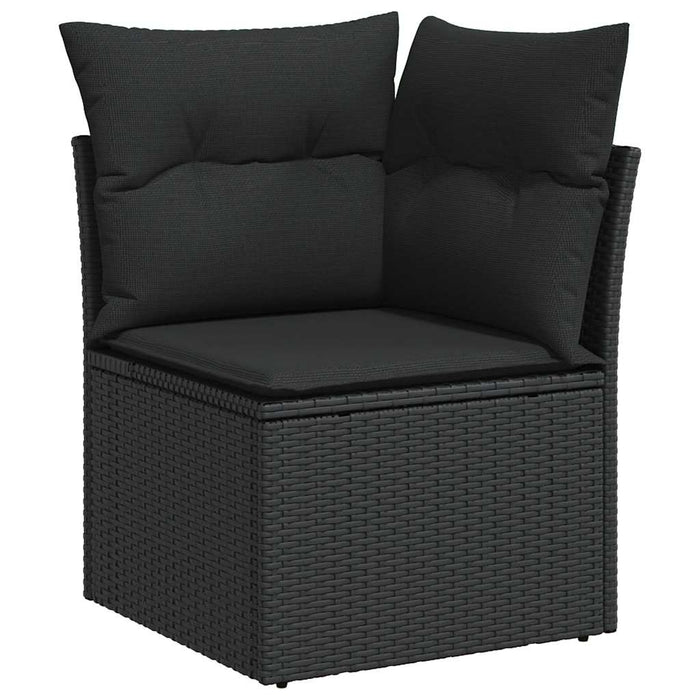 Set mobilier de grădină cu perne, 6 piese, negru, poliratan - WALTI WALTI