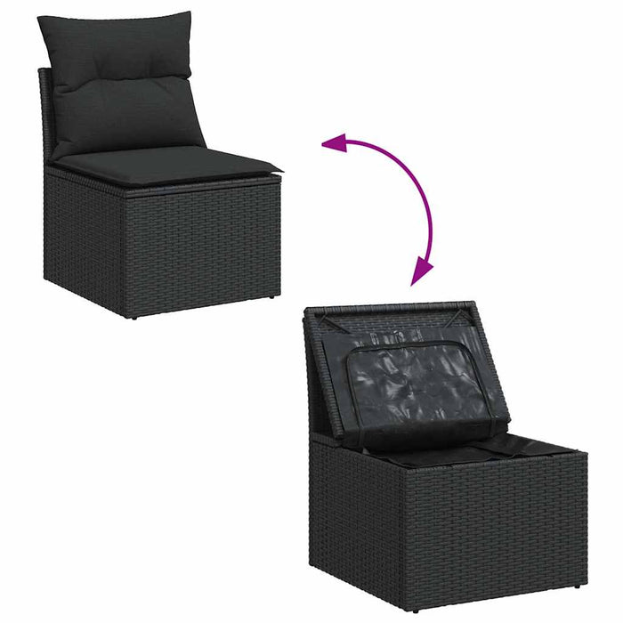 Set mobilier de grădină cu perne, 6 piese, negru, poliratan - WALTI WALTI