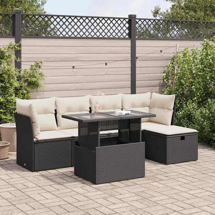 Set mobilier de grădină cu perne, 6 piese, negru, poliratan - WALTI WALTI