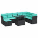 Set mobilier grădină perne 9 piese negru poliratan/lemn acacia - WALTI WALTI