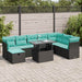 Set mobilier grădină perne 9 piese negru poliratan/lemn acacia - WALTI WALTI