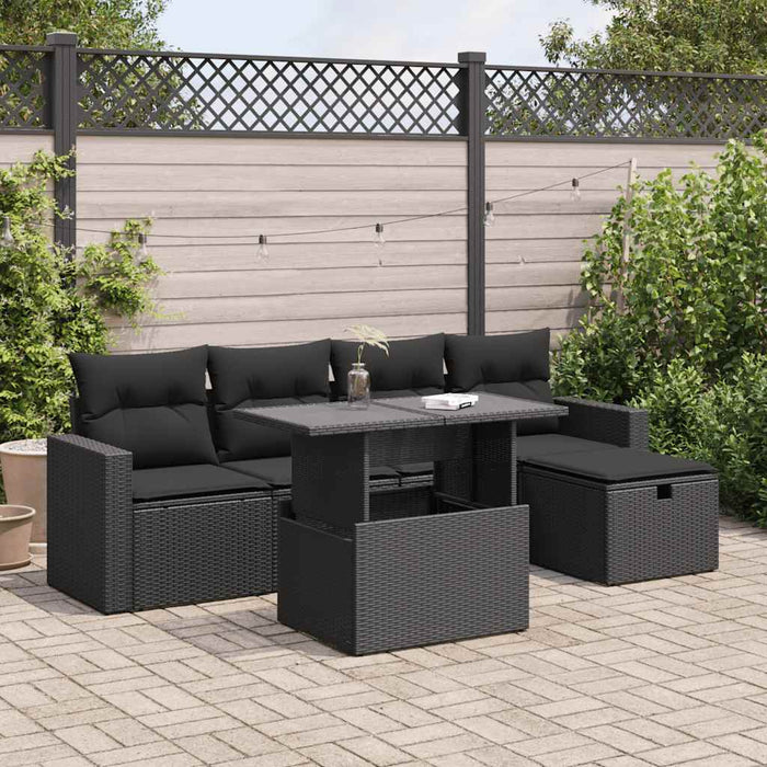 Set mobilier de grădină cu perne, 6 piese, negru, poliratan - WALTI WALTI