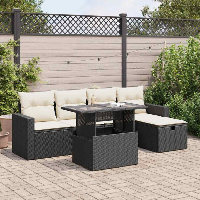 Set mobilier de grădină cu perne, 6 piese, negru, poliratan - WALTI WALTI