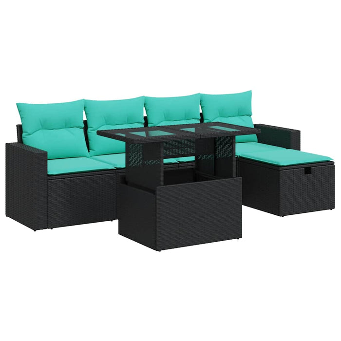Set mobilier grădină cu perne 6 piese gri poliratan/lemn acacia - WALTI WALTI