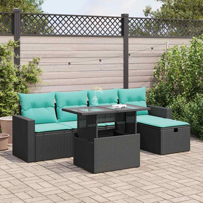 Set mobilier grădină cu perne 6 piese gri poliratan/lemn acacia - WALTI WALTI