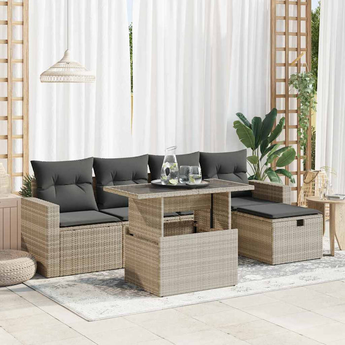 Set canapele de grădină cu perne, 6 piese gri deschis poliratan - WALTI WALTI