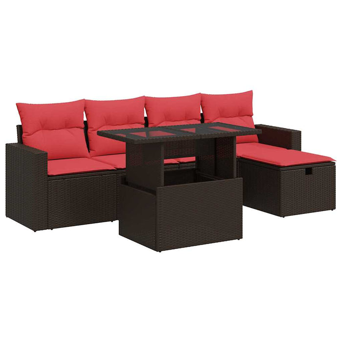 Set mobilier grădină perne 6 piese maro poliratan/lemn acacia WALTI