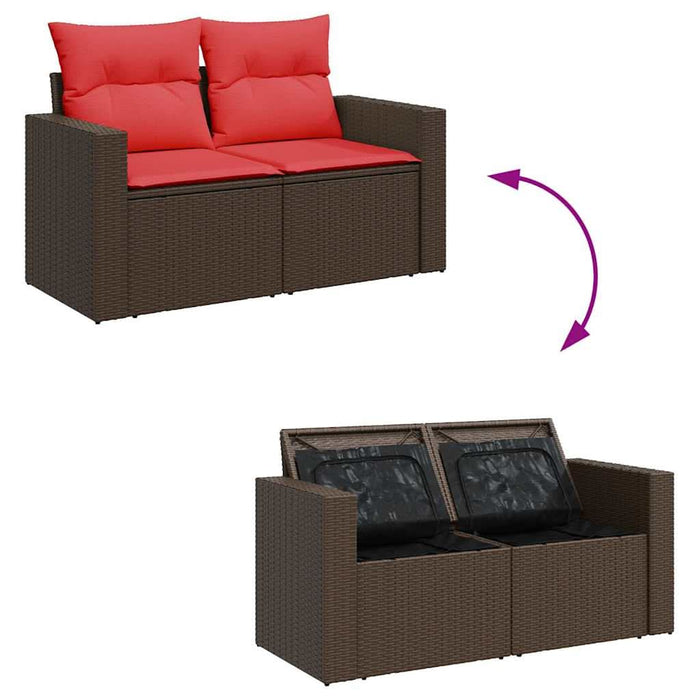 Set canapele grădină perne 7 piese negru, poliratan/lemn acacia - WALTI WALTI