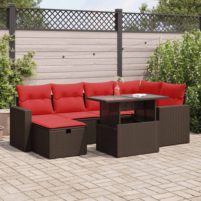 Set canapele grădină perne 7 piese negru, poliratan/lemn acacia - WALTI WALTI