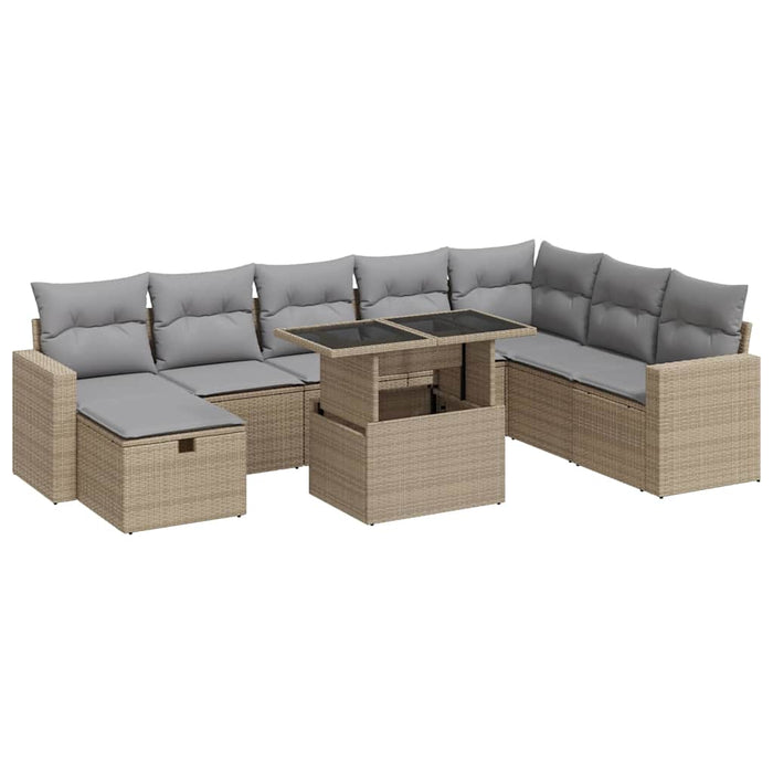 Set canapele de grădină, 9 piese, cu perne, bej, poliratan - WALTI WALTI