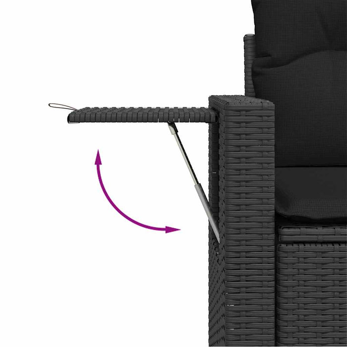 Set mobilier de grădină cu perne, 6 piese, negru, poliratan WALTI