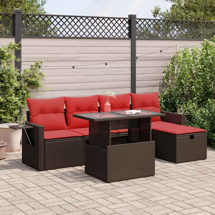 Set mobilier grădină perne 6 piese maro poliratan WALTI