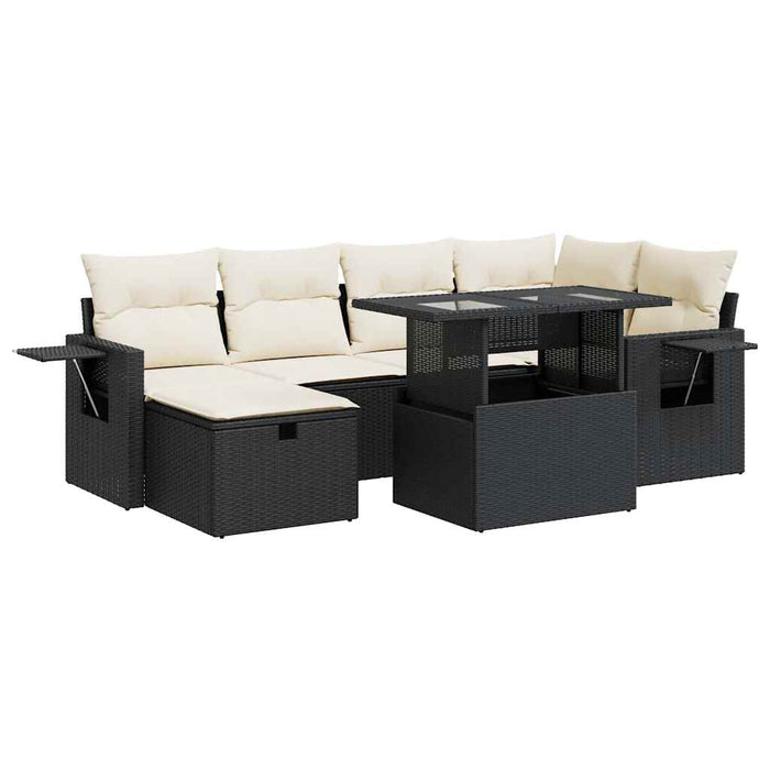 Set canapele de grădină cu perne, 7 piese, negru, poliratan - WALTI WALTI