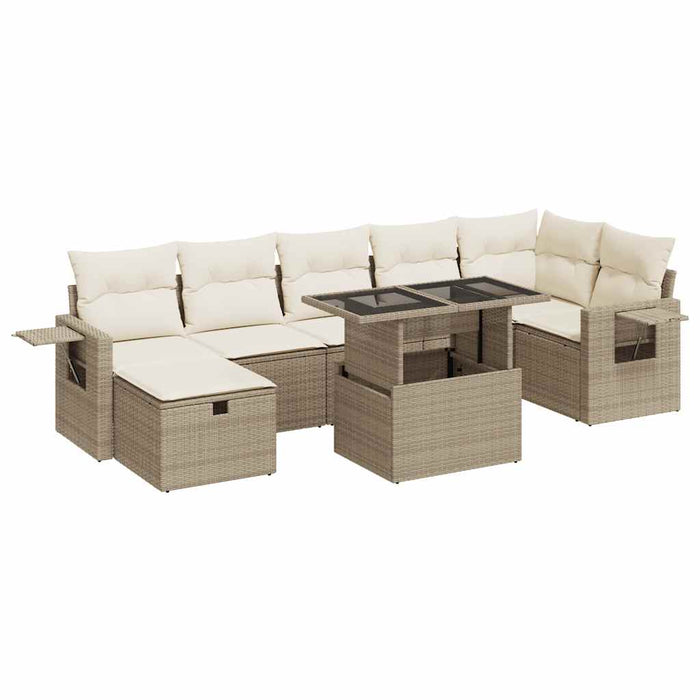 Set canapele de grădină, 8 piese, cu perne, bej, poliratan - WALTI WALTI