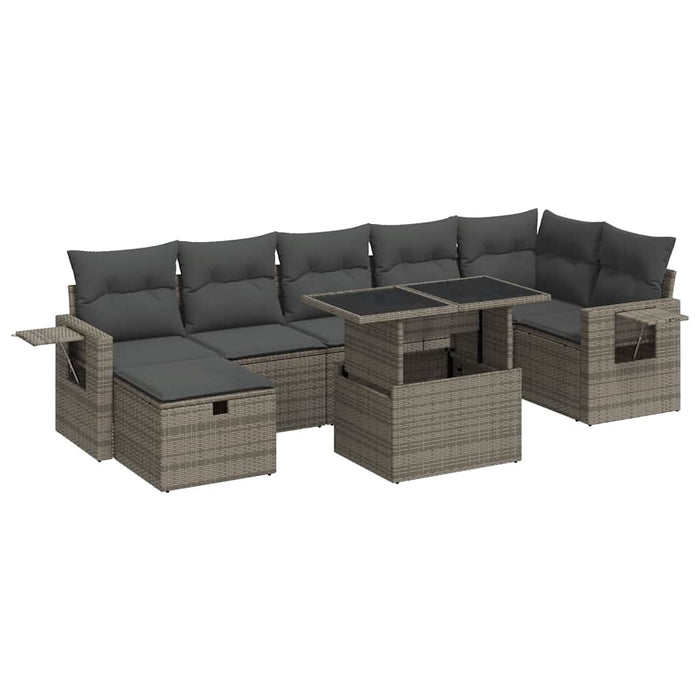 Set canapele de grădină cu perne, 8 piese, gri, poliratan WALTI
