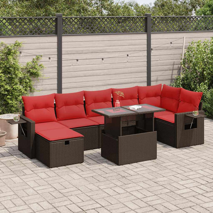 Set mobilier grădină perne 8 piese maro, poliratan/lemn acacia WALTI