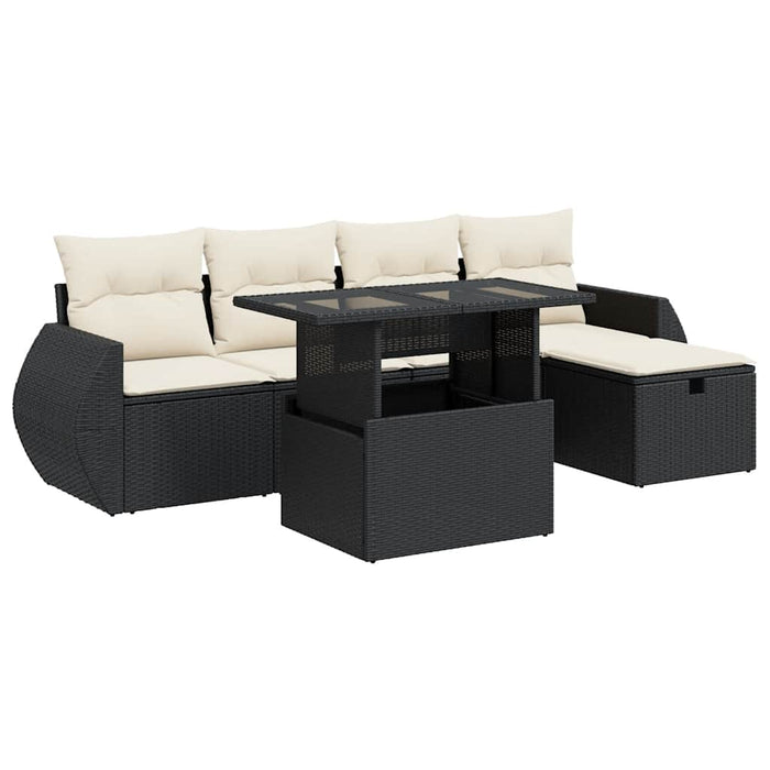 Set mobilier de grădină cu perne, 6 piese, negru, poliratan - WALTI WALTI