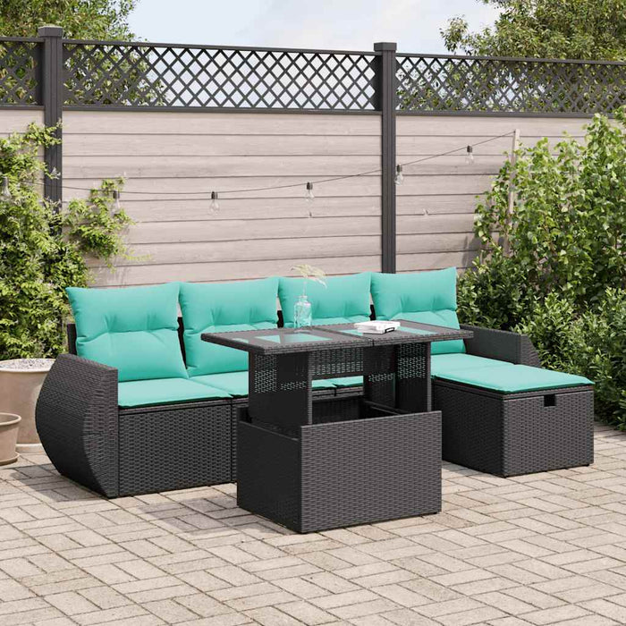 Set mobilier grădină cu perne 6 piese gri poliratan/lemn acacia - WALTI WALTI