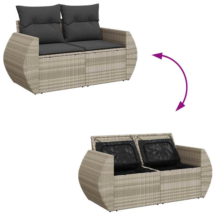 Set canapele de grădină cu perne, 6 piese gri deschis poliratan - WALTI WALTI