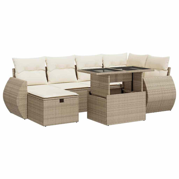 Set canapele de grădină, 7 piese, cu perne, bej, poliratan - WALTI WALTI