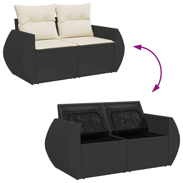 Set mobilier de grădină cu perne, 8 piese, negru, poliratan - WALTI WALTI