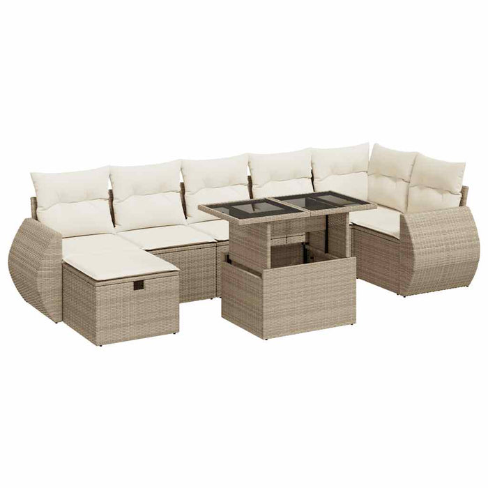 Set canapele de grădină, 8 piese, cu perne, bej, poliratan - WALTI WALTI