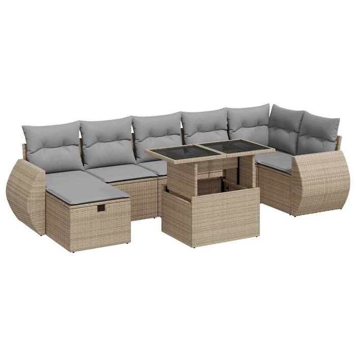 Set canapele de grădină, 8 piese, cu perne, bej, poliratan - WALTI WALTI