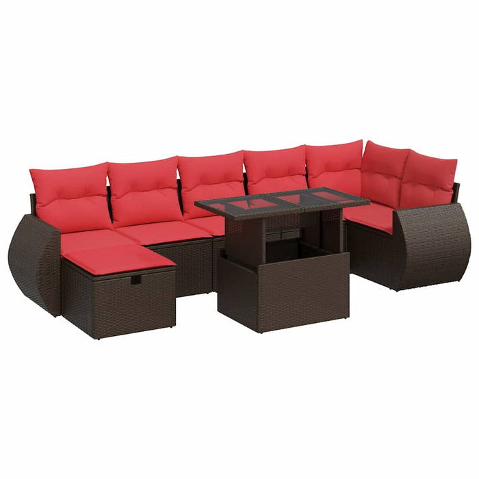 Set mobilier grădină perne 8 piese maro, poliratan/lemn acacia WALTI