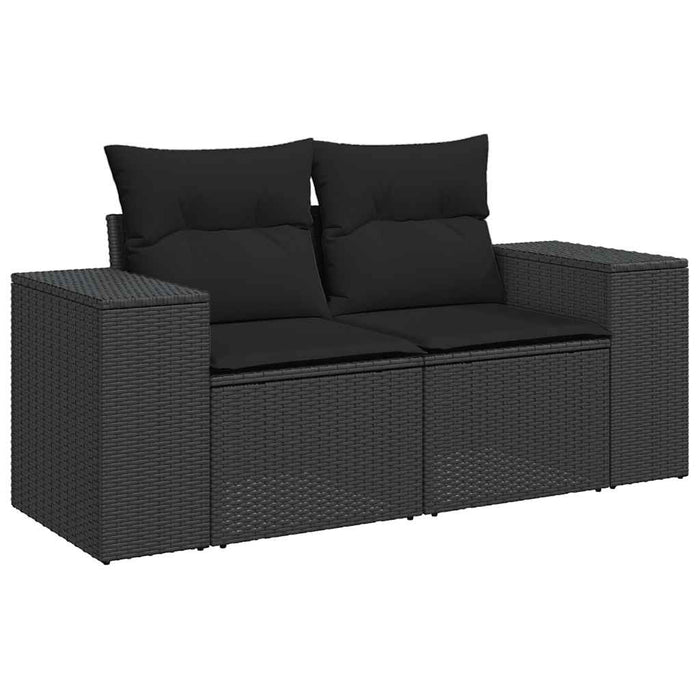 Set mobilier de grădină cu perne, 6 piese, negru, poliratan - WALTI WALTI