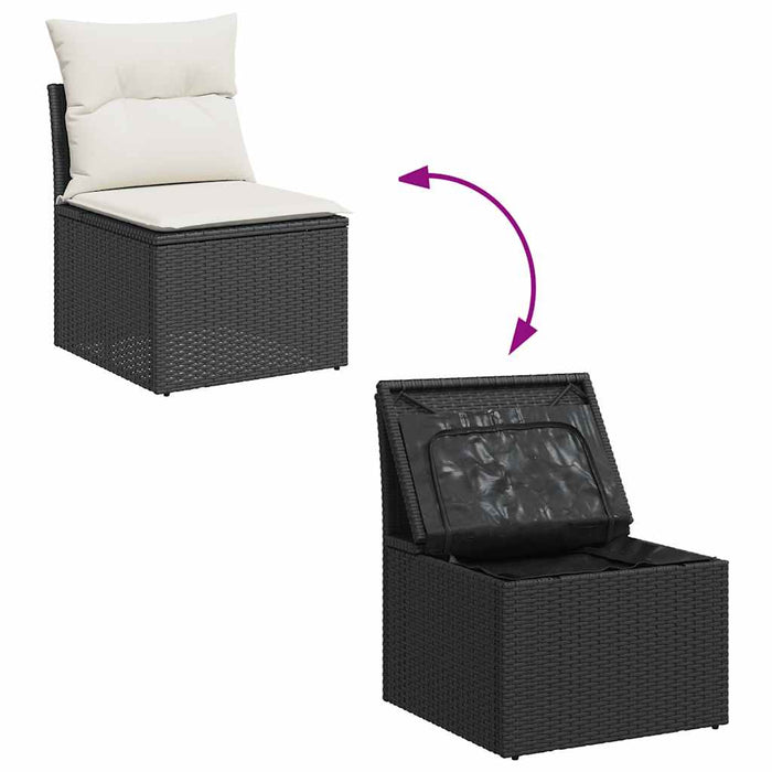 Set mobilier de grădină cu perne, 6 piese, negru, poliratan - WALTI WALTI